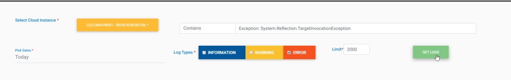 Form Inputs Sitecore App Insights Log Viewer